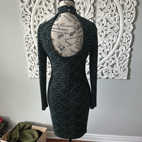 Women’s fitted dress - teal sparkle - Picture 2 of 4